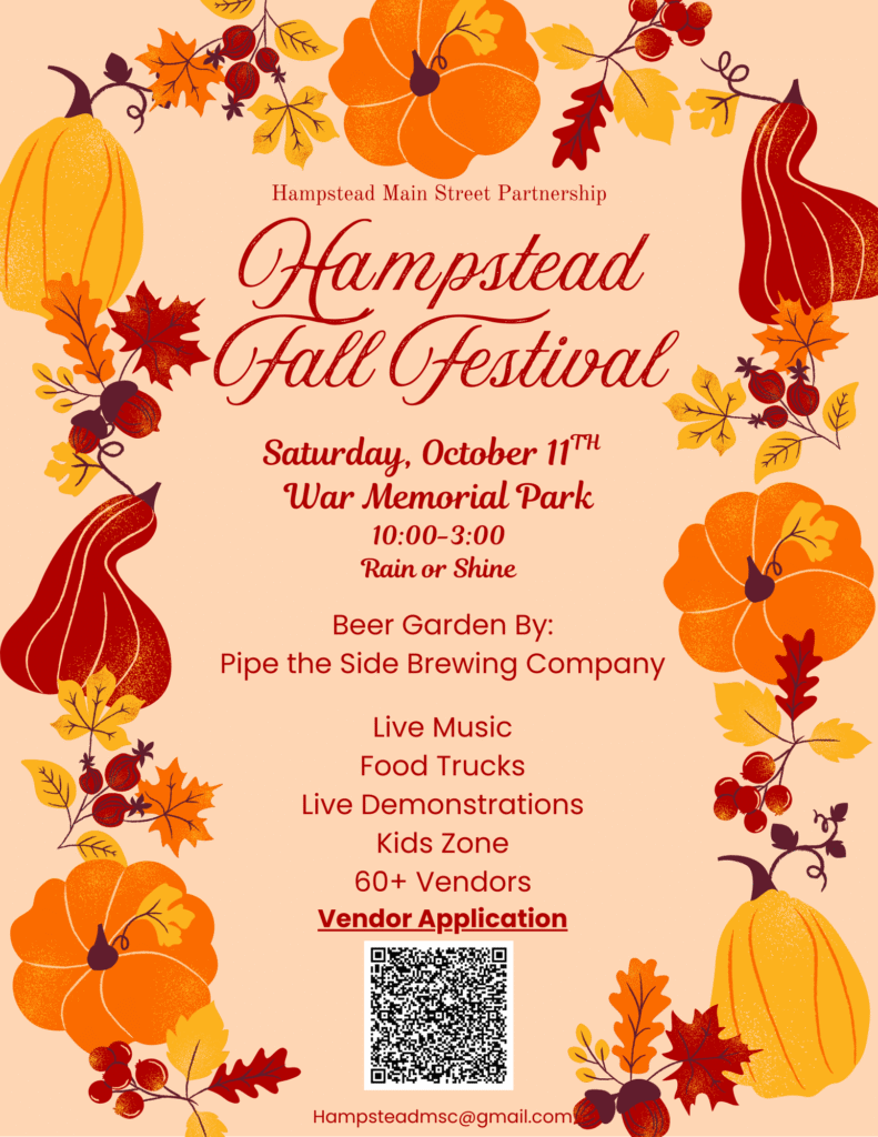 Hampstead Fall Festival flyer with event details and contact.