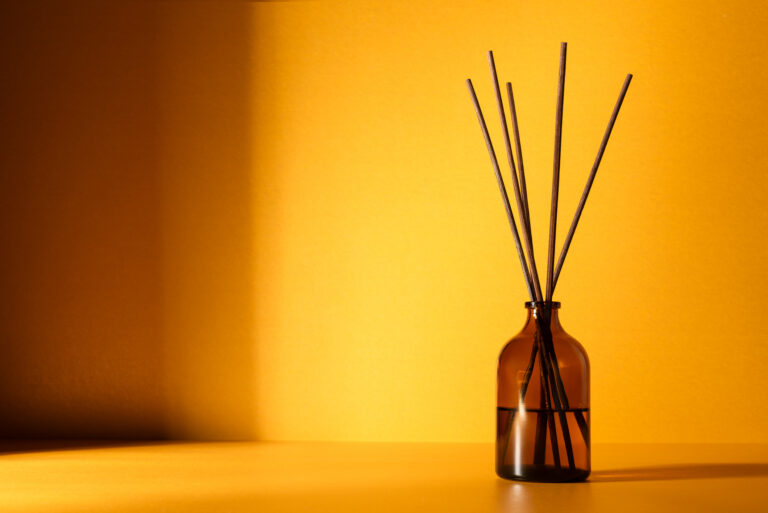 reed diffuser with a Brown bottle with reed sticks