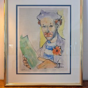 Cortland Butterfield signed clown print framed