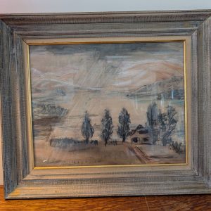 Framed landscape painting with trees